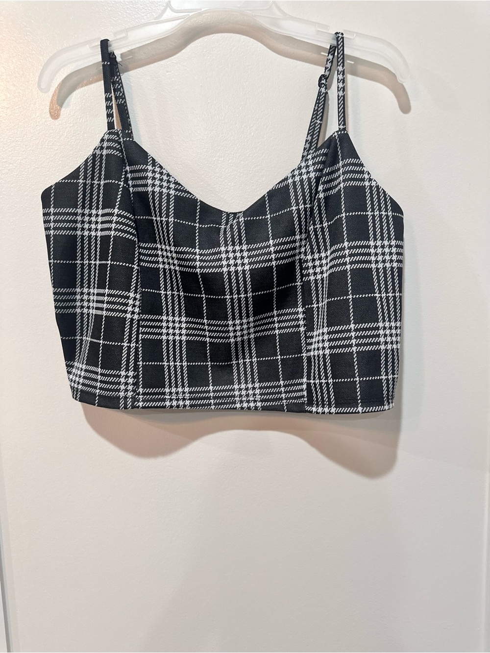 Streetwear Society Black & White Plaid Cami Top